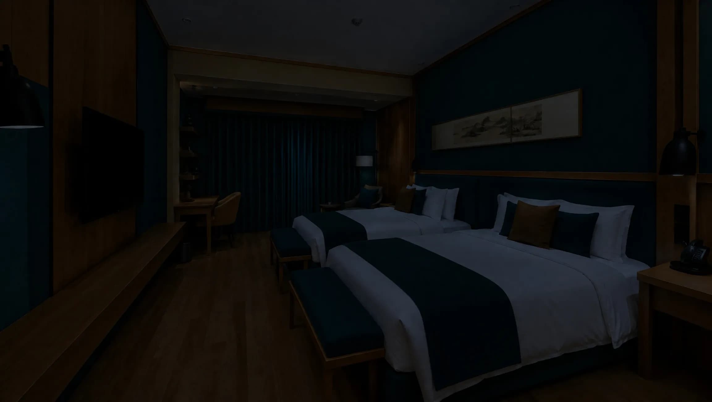 A Nooma room with gentle evening lighting